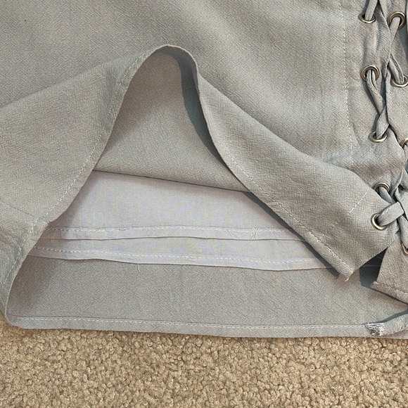 TOBI LINEN LACE UP MINI SKIRT PALE BLUE SIZE SMALL PETITE - Picture 4 of 9